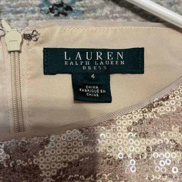 Lauren Ralph Lauren Champagne Sequin Floral Jacquard Dress - Picture 2 of 15